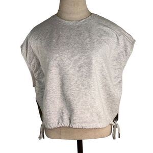 Stori Womens Gray Cropped Activewear Top w Self Tie Side Slits Size 8 Activewear